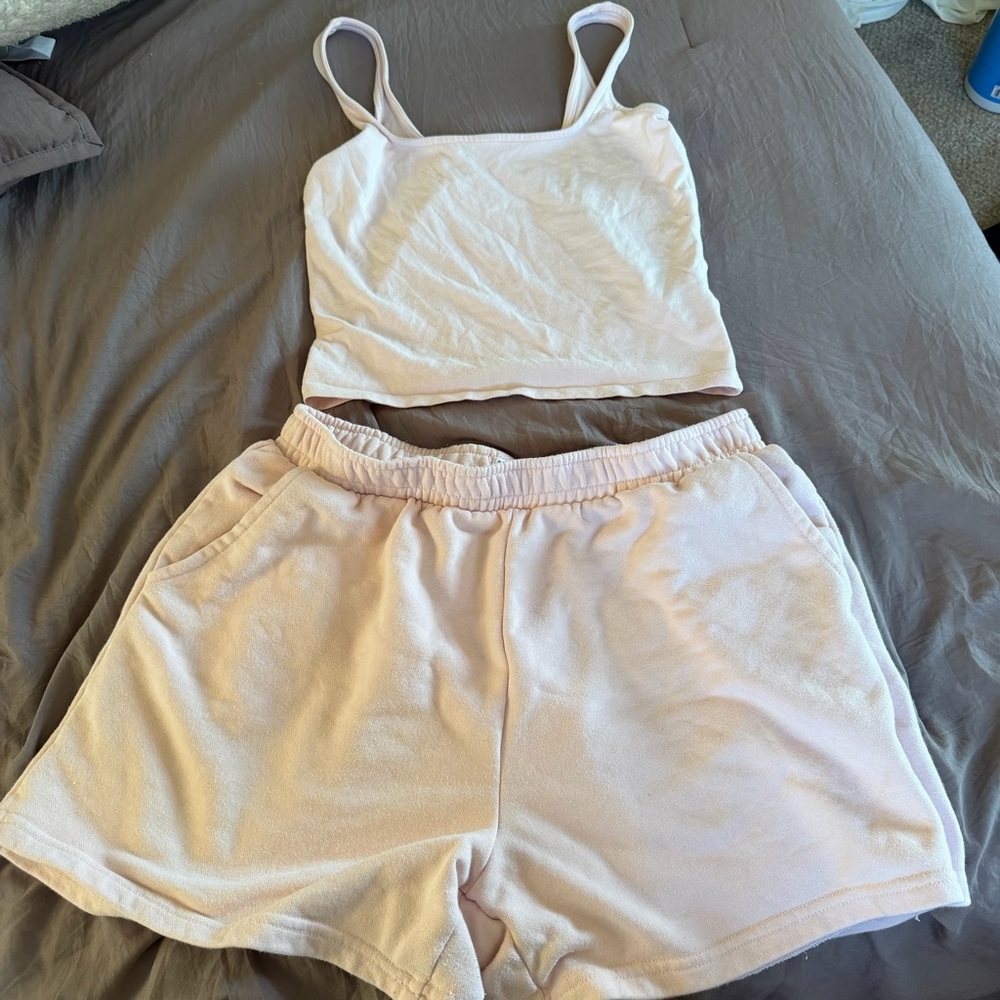 Cotton On Pale Pink Tank and Lounge Shorts Set